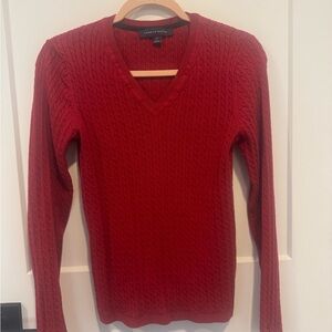 Tommy Hilfiger Women's Crimson Cable V-Neck Sweater